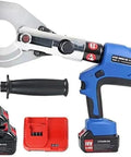 Heavy Hitting Electric Hydraulic Cable Cutter And Wire Crimper With Bright LED Screen And Swap Ready Battery for aluminum and armored copper wires.