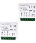 Mini WiFi Relay Smart Light Switch Module For DIY Install, Compatible With Alexa And Google Home, 16A, Two Pack, front view