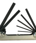 Fold Up Hex Key Set 7 Piece Metric 2 To 8 Mm Classic Steel Handle folded out on white background.