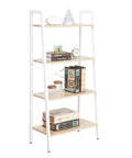 Industrial 4 Tier Bookshelf Freestanding Rustic Display Bookcase Storage Rack For Living Room And Home Office White Plant Stand Shelf