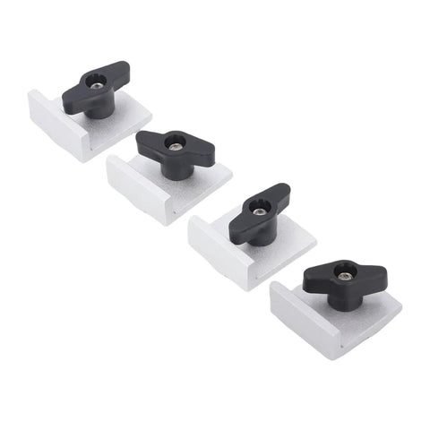 Bidirectional T Track Stop Block 4 Pack Pro Grade Aluminum Alloy With Silver Anodized Finish Low Profile Design For T Track Woodworking Jigs Fixtures And Clamping Setup