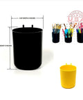 Pegboard Bins And Cups Set With Fifteen Five Inch Bins And Five Inch Cups For Garage And Workshop Organization On Standard Pegboard Panels Heavy Duty Tool Organizer Made In USA, shown with black and yellow cups for tools.