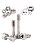 Built Tough M8 X 45mm Stainless Steel Captive Screws With Hex Socket Cap Head And Plain Washers set with nuts and washers.