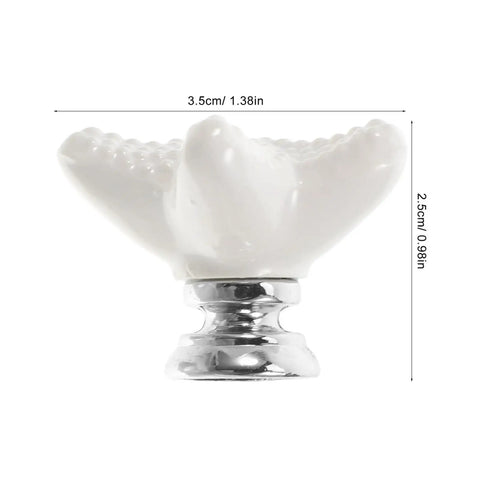 White Ceramic Star Cabinet Knob Small Decorative Drawer Pull Handle For Wardrobe Kitchen Bathroom Cabinets Retro Vibe Style