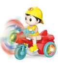 360 Degree Stunt Tricycle Toy With LED Lights And Dynamic Music Ride Simulation Pedicab STEM Spinning Electric Trike For Kids red toy tricycle