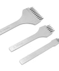 Pro Grade Leather Pricking Iron Set French Style Stitching Chisel Hole Punch Kit with 3.38mm bits, three iron tools visible