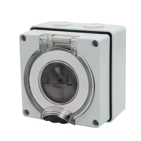 Hella Beefy 50 Amp NEMA 14 50R Outdoor Power Outlet Box Weatherproof Receptacle Smooth Plug Drop for EV Charger and Generator