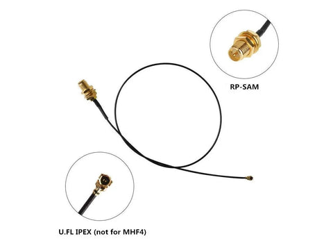 High Gain 10dBi 2.4GHz 5GHz Dual Band WiFi Antenna RP-SMA UFL Replacement for Wireless Cards Routers Desktop PCs shown with connectors