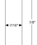 Set of 4 almond Chromcraft casters; side-view diagram showing 7/8" height and 7/16" width.