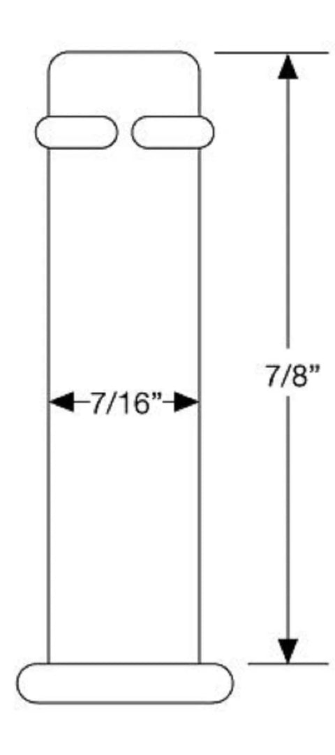 Set of 4 almond Chromcraft casters; side-view diagram showing 7/8" height and 7/16" width.