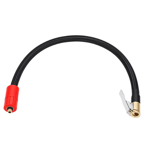 Extended Reach 40CM Tire Inflator Extension Hose With M6 Quick Connect Air Chuck For Cars Motorcycles And Bikes Leakproof Design Zero Hassle Hook Up Easy Fit In Tight Spaces Essential Gear For Your Ride, black braided hose with red and brass quick-connect ends