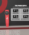 Wireless Tattoo Pen Kit For Beginners With 10 Needles And 7 Inks, power modes display background