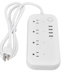 Heavy Duty Smart Power Strip With Voice Control And Programmable Timer Delivering Four AC Outlets Plus Four USB Ports for charging