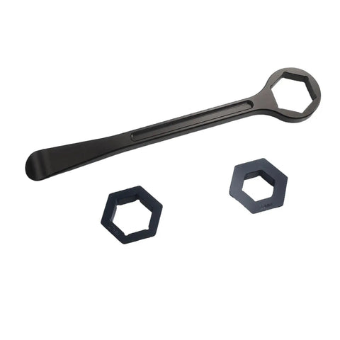 Aluminum CNC Tire Iron Tool Kit For Dirt Bikes, Raceline Lever Set With Hex Wrench Heads visible, black spanner for tire change