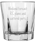 Flight Deck Vibe RC Planes Rocks Glass Gift Set For Radio Controlled Aircraft Fans And Plane Pilots, clear tumbler with funny text