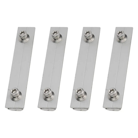 Aluminum Solar Rail Connector Kit For PV Modules, Adjustable T Profile, 0 To 1 Cm Clamp, 2 Cm Rails, Silver Finish, 4 Pack view