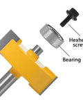 Quarter Inch Shank Rabbet Router Bit With Six Carbide Tips And Interchangeable Bearings, hexhead screw and bearing shown