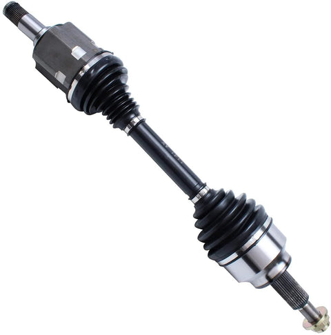 AWD Front CV Axles and Wheel Bearing Hubs Kit For Jeep Grand Cherokee 2011-2021 And Dodge Durango 2011-2022 With 2 Speed Transfer Case Includes 2 CV Axle Shafts Replacement Direct Fit Ready To Roll, close-up view of a CV axle shaft.