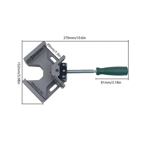 Tough As Nails Aluminum 90 Degree Angle Clamp With Single Handle And Adjustable Swing Jaw for precise welding setups.