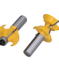 Heavy Duty Tongue Groove Router Bit 1/2 Inch Shank Two Flute Carbide Woodworking Cutter With Heat PTFE Coating on display.