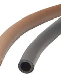 Close-up of two tubes, featuring 1/4 Inch Drip Irrigation Supply Tubing, 50 Foot, Vinyl Brown, for Drip Emitters and Drippers.
