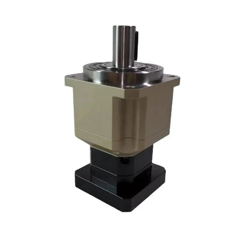 Real Deal Nema Planetary Gearbox With 20 To 1 Reduction Ratio And Helical Cut Gears, heavy-duty design with metal housing.