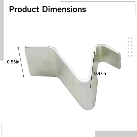 16 Pcs Adjustable Shelf Clips For Metal Shelving And Cabinets with product dimensions in silver finish, heavy duty metal.