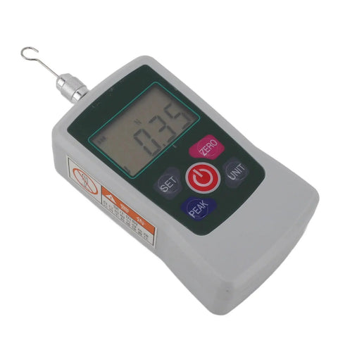 Digital Force Mini Push Pull Sensor Tester Meter 2N-20N Portable Accurate Measurements For Reliable Material Testing And Quality Control On The Go Everyday. handheld digital force tester with hook, LCD display, and aluminum alloy body