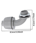 Hella Tough 1/2 Inch NPT 90 Degree RMC Conduit Connectors Bulk 60 Pack Steel Insert gray conduit connector with measurements.
