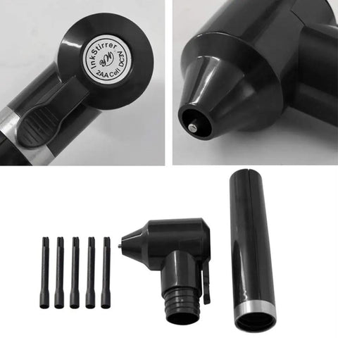 Ink Mixer Kit With 100 Mixing Sticks, Durable Pigment Mixer Machine Electric Agitator in black color and components
