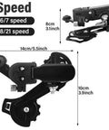 Solid Aluminum Rear Derailleur For Mountain And Road Bikes Direct Mount Hanger Fits 6/7/8/9/10 Speed Systems with measurements