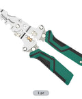 Heavy Duty Wire Stripper With Digital Display And Built In Voltage Tester, foldable high carbon steel pliers with rubber grips.