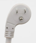Close-up of a flat plug end from Flat Plug Extension Cord 6 Feet 14 AWG 15A 1875W White Pack Of 3 Unblock Outlets