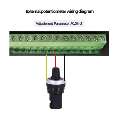 External potentiometer wiring diagram for Get Real Control With This Variable Frequency Drive Inverter From 3KW To 5KW VFD 380V AC Motor Speed Controller For Ultra Smooth Adjustable RPMs And Easy Motor Tuning.