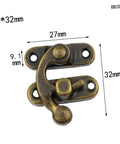 Antique brass latch from 30 Piece Wooden Box Buckle Hasp Latch Hardware Kit For Hold Down Clamps And Toggle Latch, size 27x32mm