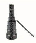 Adjustable Drill Depth Stop Collars Precision Guide Rings With Wrench for Consistent Hole Depths and DIY Projects Absolute Must Haves For Any Weekend Warrior Black stacked with hex wrench.