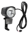 Universal 12V-72V LED Front Headlight for Electric Bikes and Scooters, Ride-Ready 2-Pin Connector shown with cable