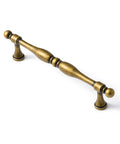 Antique Brass Cabinet Pulls Set Of 6, 5 Inch Center Drawer Handles showing close-up of a single pull with vintage finish