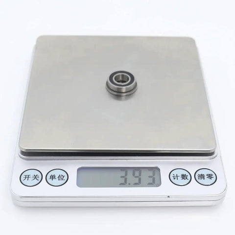Fire 10 Pieces F688RS Flange Ball Bearings 8x16x5mm Chrome Steel For Motion Drive Units Idler Joints Zero Play Super Smooth Action Keeps Rig Tight Strong Under Pressure Maintains Peak Performance Without Fail Anytime You Build New Machines. single F688RS flange ball bearing on digital scale