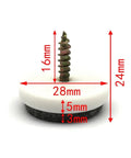 Heavy Duty Furniture Sliders For Carpet And Hardwood With Thick Felt Pads Screw In Chair Glides, 28mm diameter with screw.