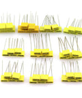 Film Box Capacitor Assortment Kit 240Pcs, Metallized Polyester Capacitors 1nF To 1uF, 24 Values, 63V-100V displayed on table