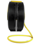 Three Eighths Inch Fifty Foot Hybrid Polymer Air Hose With Auto Retract Enclosed Reel Bright Yellow Durable And Flexible