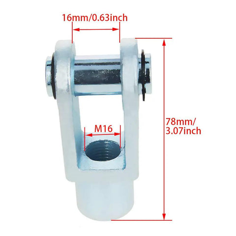 Two Pack Air Cylinder Rod With Clevis End, 78mm Length, M16x1.5 Female Thread, Y Connector, Durable Iron Construction, High Strength, Wear Resistant, Easy Install For Pneumatic Systems, 16mm clevis
