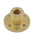 T10 Brass Lead Screw Nut With Acme Thread And 2mm Pitch For 3D Printer And CNC Machine Z Axis showing brass material and threaded design