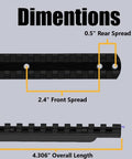 Four Inch Over Length Scope Picatinny Rail Mount For Henry Big Boy Rifles aircraft grade aluminum showing dimensions and slots