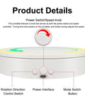 Close-up view of Motorized 360 Degree Spinning Turntable With Adjustable Speed And Direction Type C Powered Rotating Display Stand.