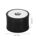 Built Tough Rubber Vibration Isolator Mounts Pack Of 12 With M8 Double Threaded Studs Cylindrical Shock Absorbers For Equipment Noise Reduction And Anti Vibration In Industrial Environments. Black rubber isolator mount, 3cm x 2cm, M8 threaded
