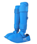 Blue Karate Shin Guard Set With Instep Protection And Gloves, WKF Certified for Training and Competition, Medium size view