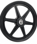 Fixed Bore 3/4 Inch V Belt Pulley With 1 Groove 8.25 Inch OD Washdown Ready Glass-Reinforced Nylon Build For Tough Workhorse Corrosion-Resistant Service Grey Ideal For Heavy Machinery And Shop Floor Use, black spoked pulley front view