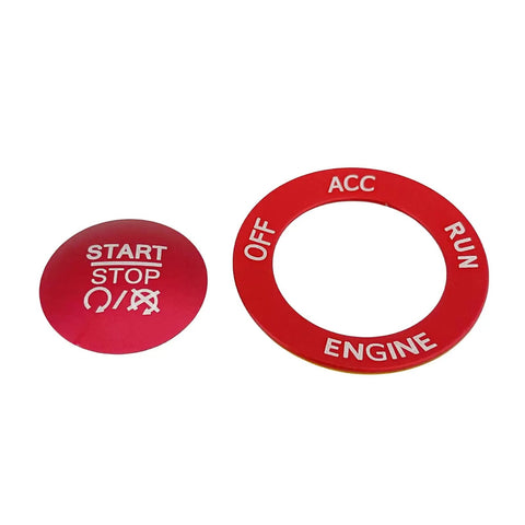 Red Aluminum Push Start Button Cover Trim For 2015 Through 2021 Challenger RAM 1500 Charger Dodge Vehicles Fits Perfectly And Upgrades Your Ignition Button With A Dope Durable Alloy Finish And Bold Style. red aluminum start stop cover ring and button trim set